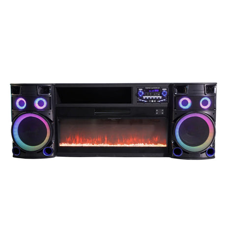 HARDROCK 71" Wide x 28" Height Smart Fireplace TV Stand with Bluetooth Soundsystem