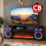 HARDROCK 71" Wide x 28" Height Smart Fireplace TV Stand with Bluetooth Soundsystem