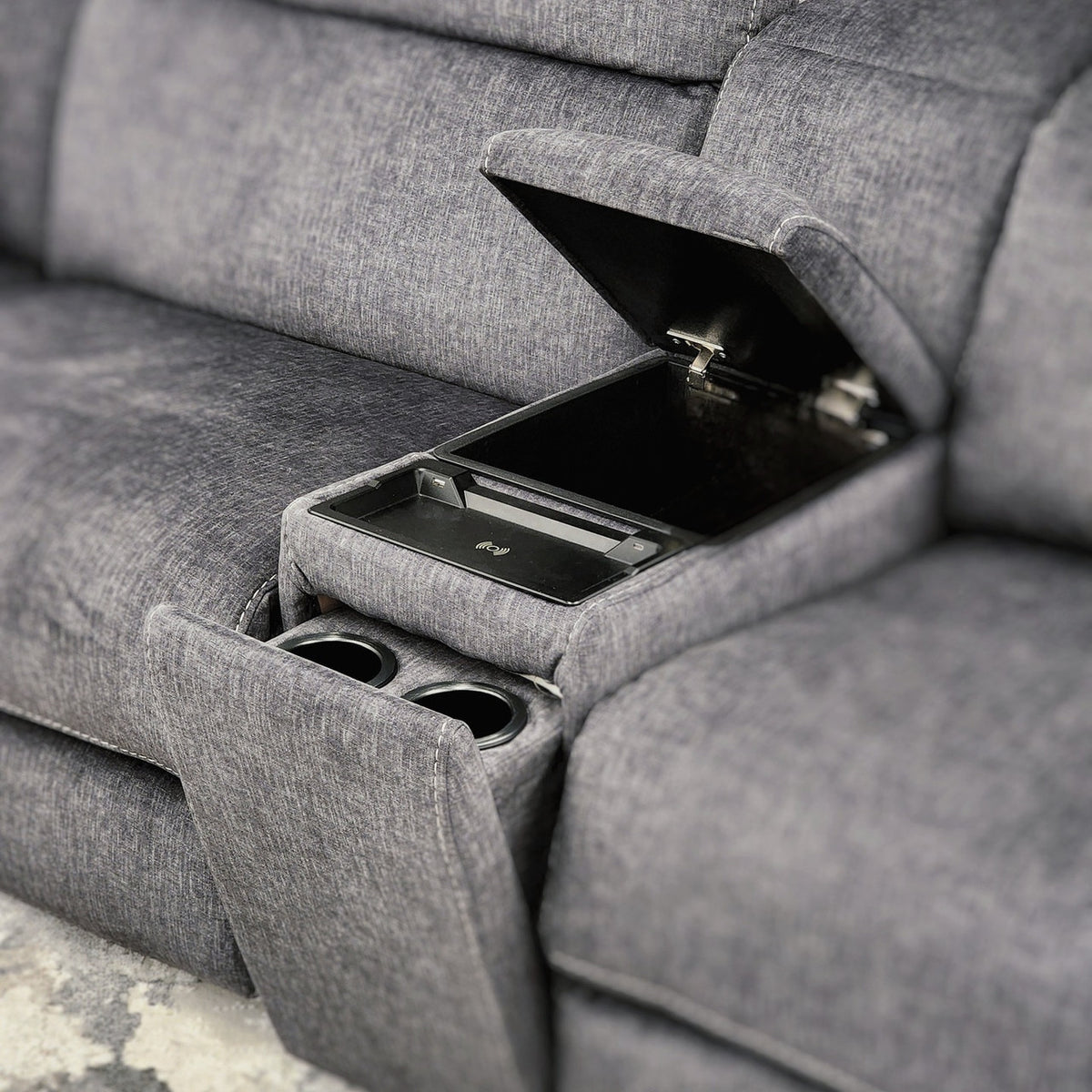 HARLEY Gray 131" x 121" Power Reclining Sectional with 3 Recliners