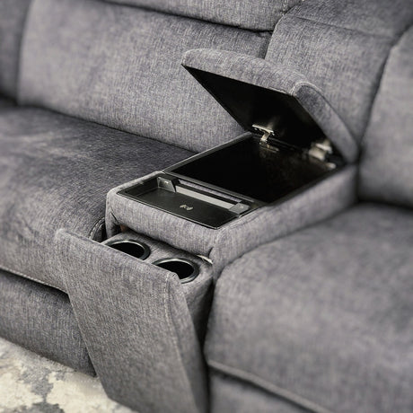 HARLEY Gray 131" x 121" Power Reclining Sectional with 3 Recliners