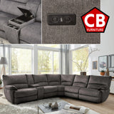 HARLEY Gray 131" x 121" Power Reclining Sectional with 3 Recliners