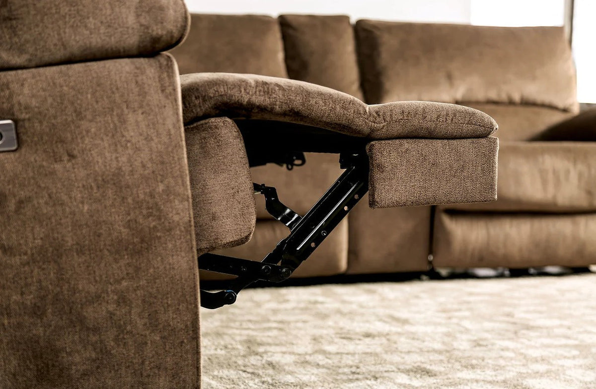 HARLEY Brown Power 121" Wide Sectional with 3 Recliners