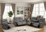 HAWKINS Gray Microsuede Reclining Sofa, Loveseat & Recliner