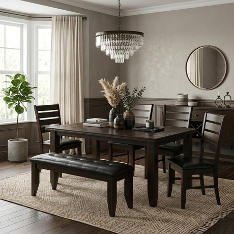 HAYVILLE Dark Brown & Black 66" x 42" Dining Table