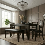 HAYVILLE Dark Brown & Black 66" x 42" Dining Table