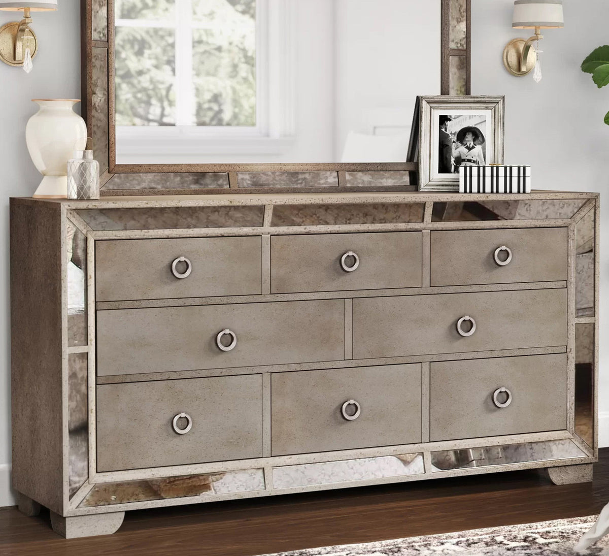 HAZEMORE Champagne 68" Wide Dresser