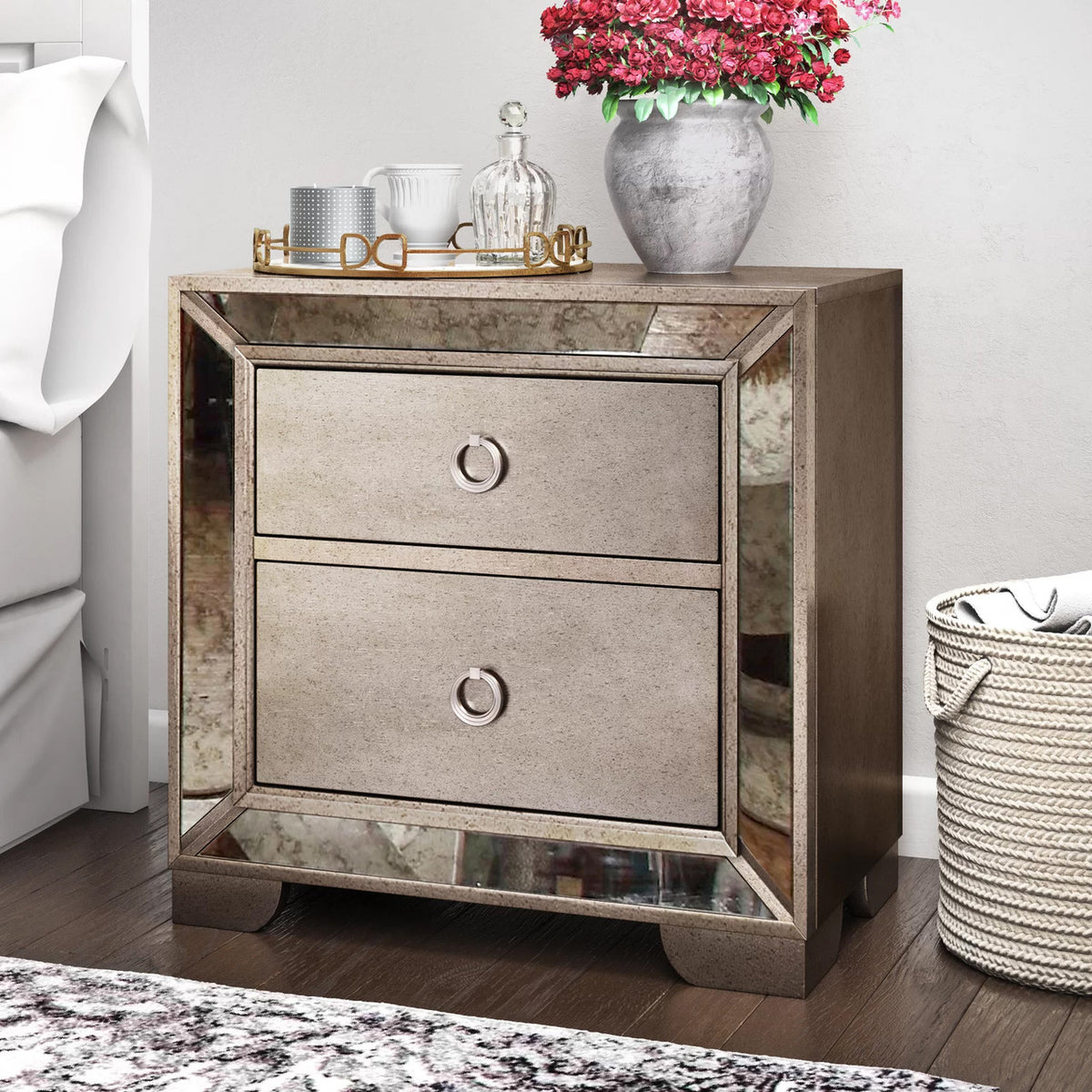HAZEMORE Champagne 30" Wide Night Stand