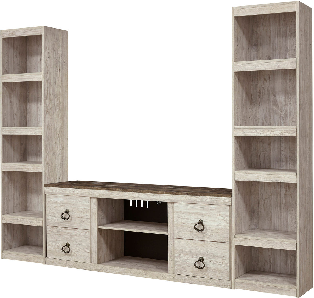 HAZEN Whitewash 94" Wide 3 Piece Wall Unit (RTA)