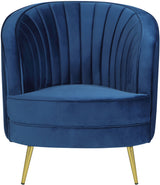 HEIMER Blue Velvet & Gold 3 Piece Living Room Set