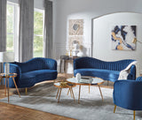 HEIMER Blue Velvet & Gold 3 Piece Living Room Set