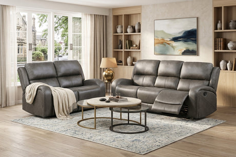 HELIOS Dark Gray Reclining Sofa & Loveseat
