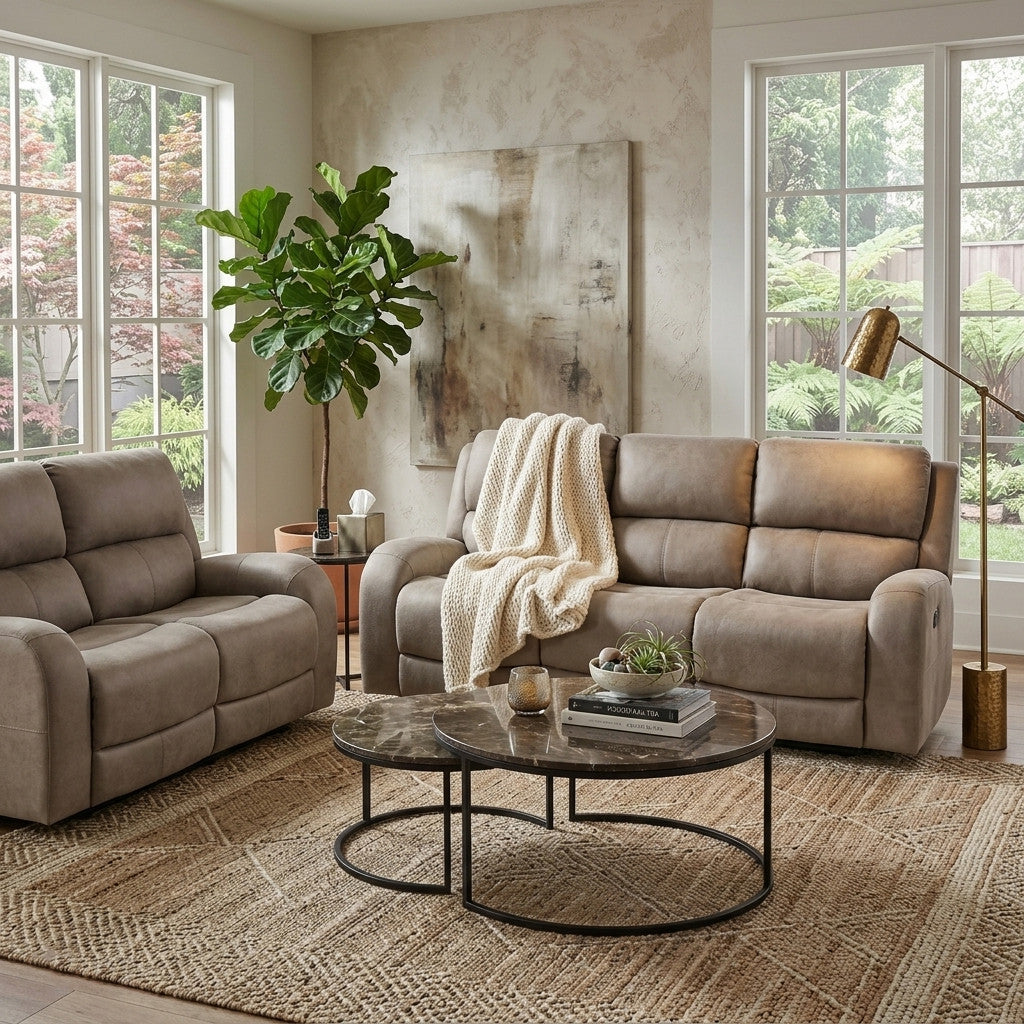 HELIOS Light Brown 62" Wide x 40" Height Reclining Loveseat