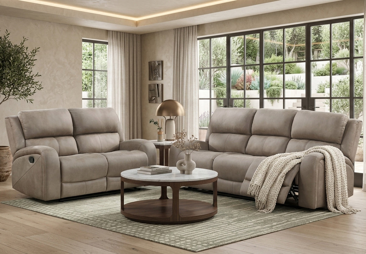 HELIOS Light Brown 85" Wide x 40" Height Reclining Sofa