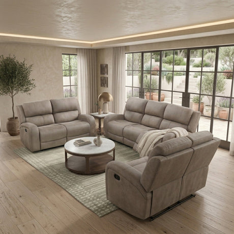 HELIOS Light Brown Reclining Sofa & Loveseat