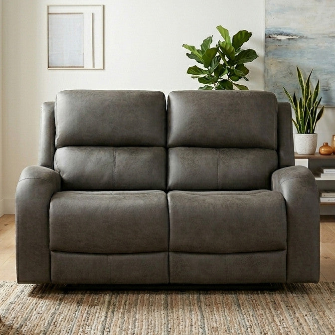 HELIOS Dark Gray 62" Wide x 40" Height Reclining Loveseat