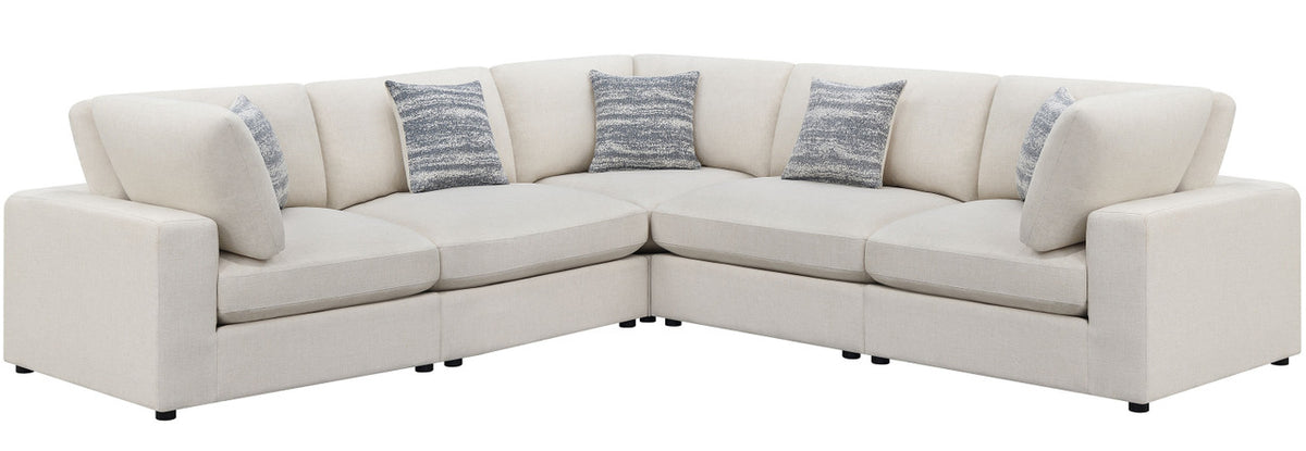 HILLARD Beige Linen 120" x 120" 5 Piece Modular Sectional