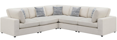 HILLARD Beige Linen 120" x 120" 5 Piece Modular Sectional