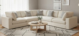 HILLARD Beige Linen 120" x 120" 5 Piece Modular Sectional