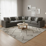 HILLARD Charcoal Gray Linen 120" x 120" 5 Piece Modular Sectional