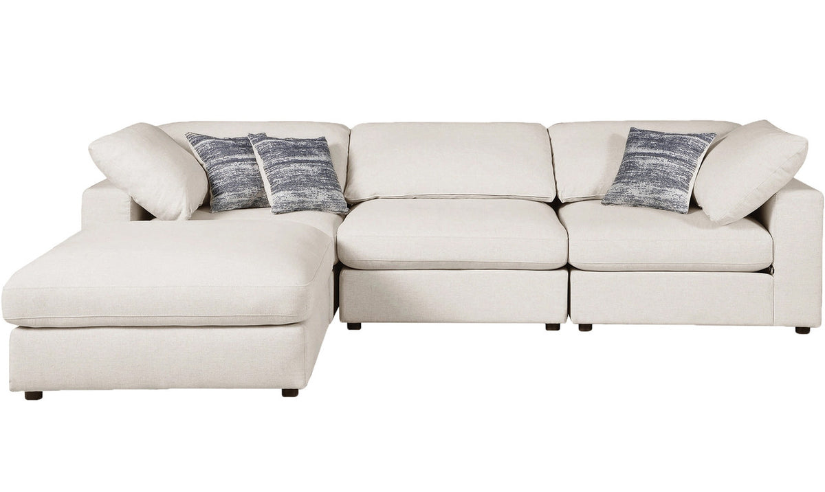 HILLARD Beige Linen 120" Wide 3 Piece Modular Sectional