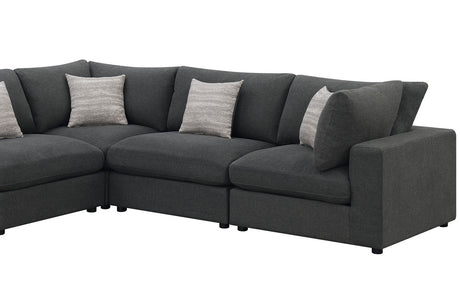 HILLARD Charcoal Gray Linen 120" x 120" 5 Piece Modular Sectional