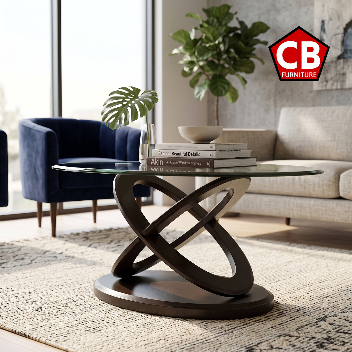 HIZINA Dark Brown 48" x 30" Coffee Table