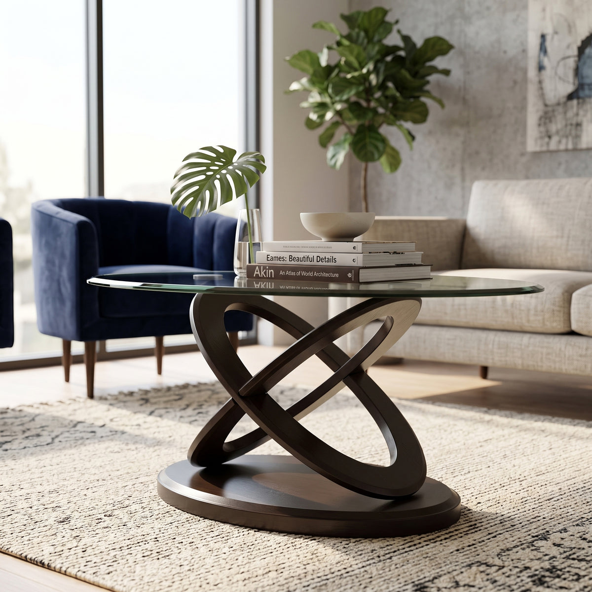 HIZINA Dark Brown 48" x 30" Coffee Table