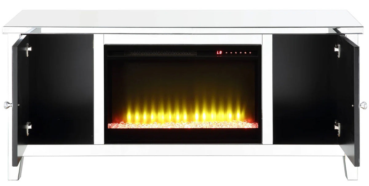 HOLBOX Mirrored 59" Wide TV Stand with LED Lights