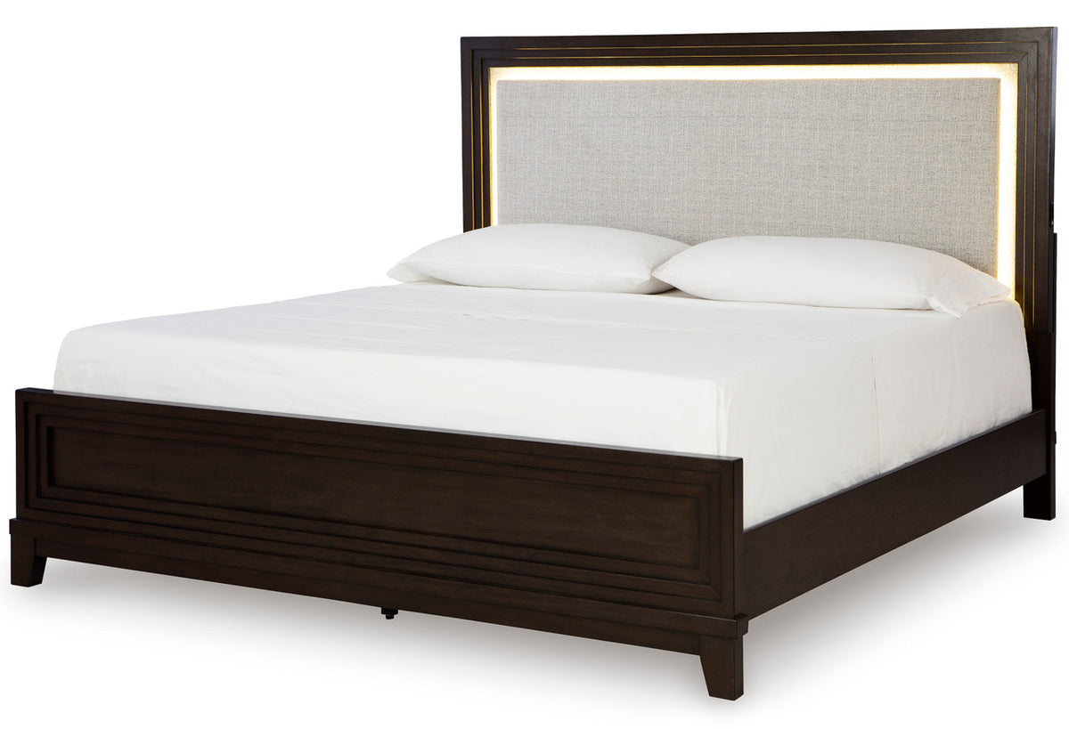 HOLLINS Grayish Brown 57" Height Bed with LED's