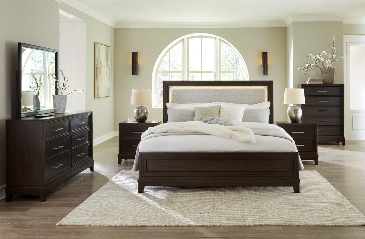 HOLLINS Grayish Brown 57" Height Bed with LED's