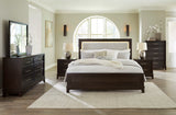 HOLLINS Grayish Brown Bedroom Set with Fabric LED Bed