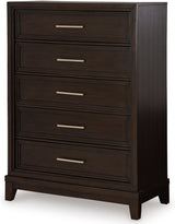 HOLLINS Grayish Brown Bedroom Set with Fabric LED Bed