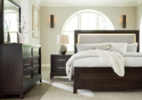 HOLLINS Grayish Brown Bedroom Set with Fabric LED Bed