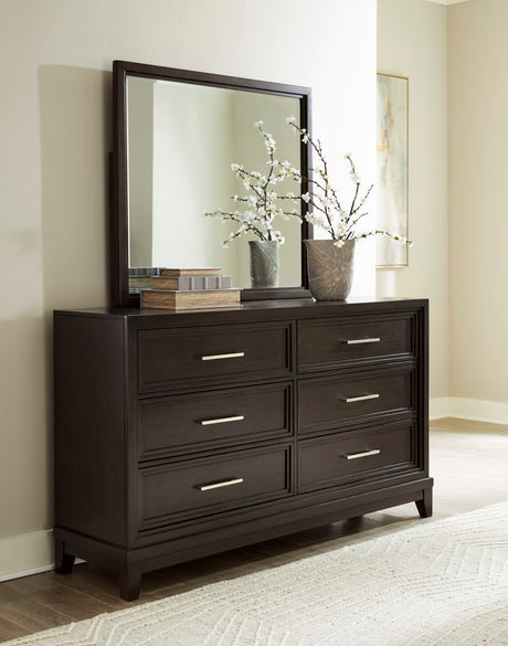 HOLLINS Grayish Brown 64" Wide x 75" Height Dresser & Mirror