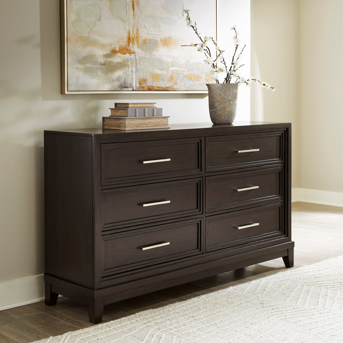HOLLINS Grayish Brown 64" Wide x 38" Height Dresser