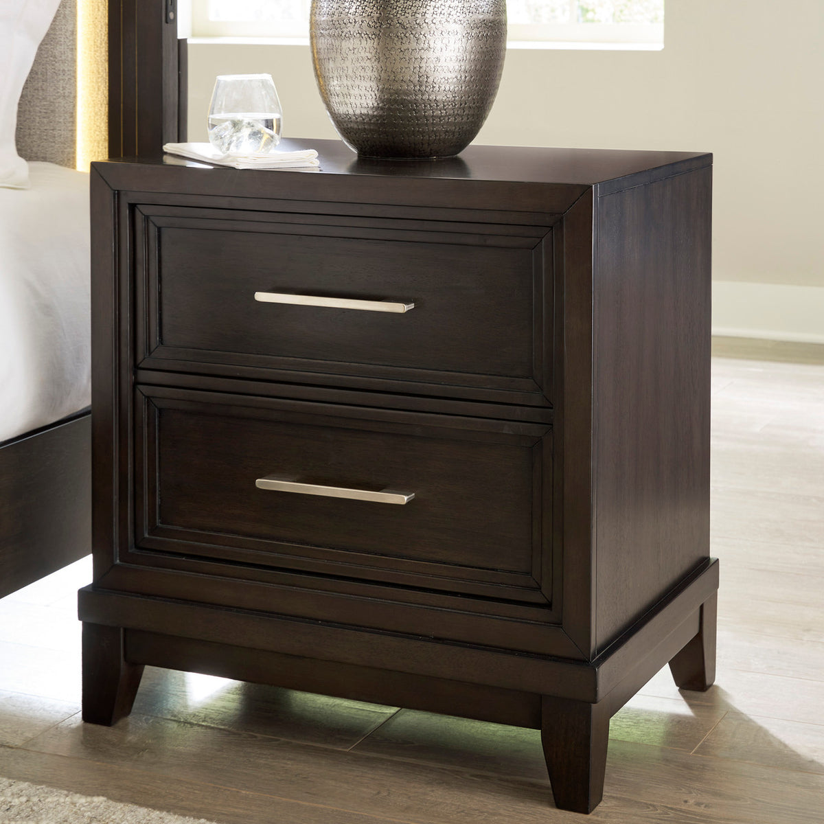 HOLLINS Dark Brown 26" Wide x 28" Height Night Stand