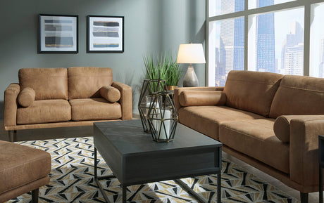 HOLYFIELD Caramel Brown 82" Wide Sofa