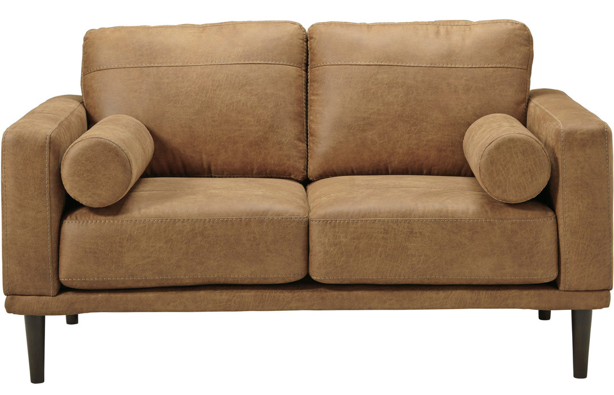 HOLYFIELD Caramel Brown Sofa & Loveseat