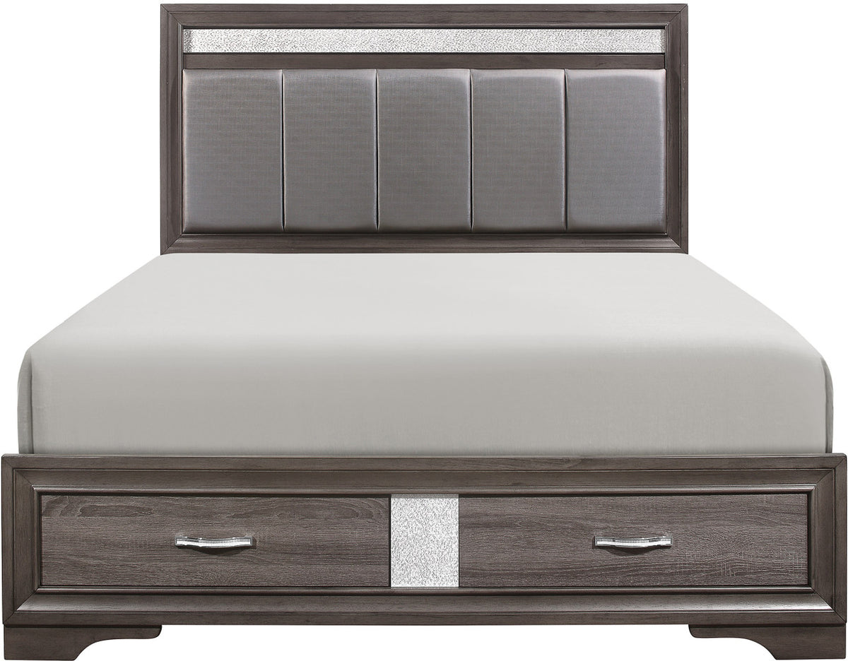 HUDSON Gray Platform Bedroom Set with Hidden Drawers