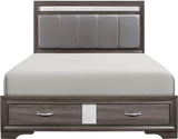 HUDSON Gray Platform Bedroom Set with Hidden Drawers