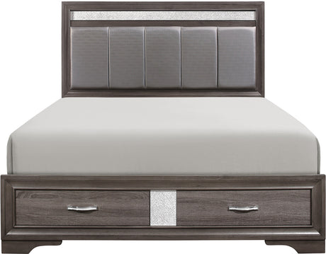 HUDSON Gray Platform Bedroom Set with Hidden Drawers