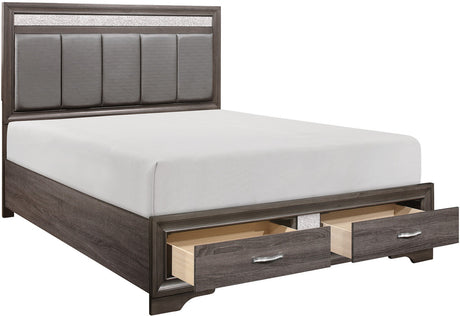 HUDSON Gray Platform Bedroom Set with Hidden Drawers