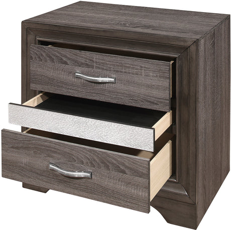 HUDSON Gray Platform Bedroom Set with Hidden Drawers