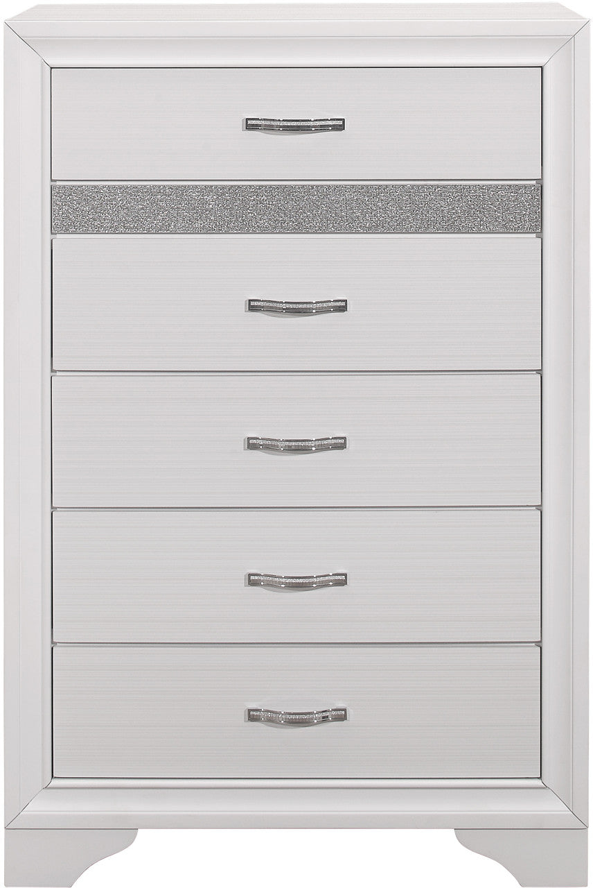 HUDSON White Platform Bedroom Set with Hidden Drawers