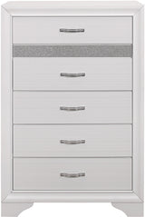 HUDSON White Platform Bedroom Set with Hidden Drawers