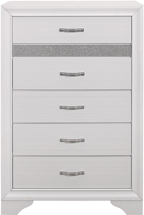 HUDSON White Platform Bedroom Set with Hidden Drawers