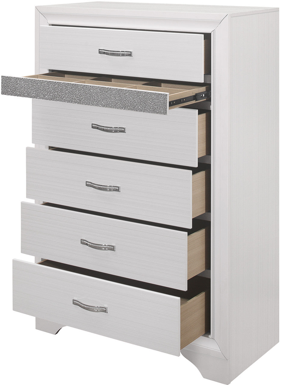 HUDSON White Platform Bedroom Set with Hidden Drawers