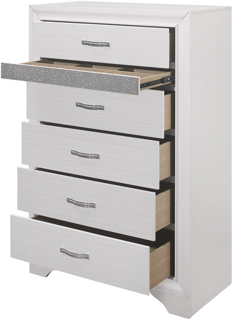 HUDSON White Platform Bedroom Set with Hidden Drawers