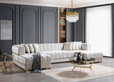 HURLEY Ivory Velvet 141" Wide Double Chaise Sectional