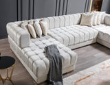 HURLEY Ivory Velvet 141" Wide Double Chaise Sectional
